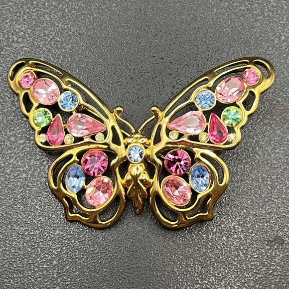 Nolan Miller Jewelry - Nolan‎ Miller Pastel Rhinestone Butterfly Brooch
